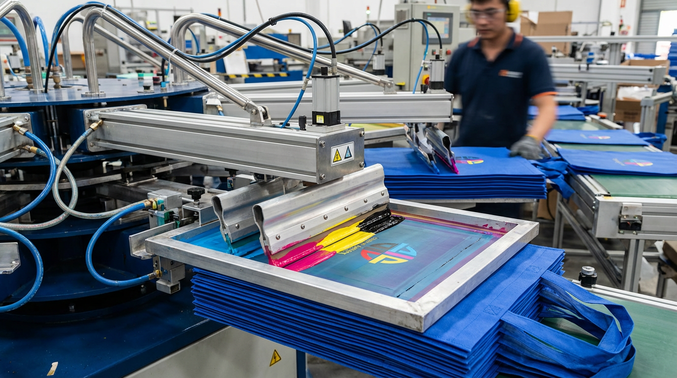 Screen printing machine for non woven bags